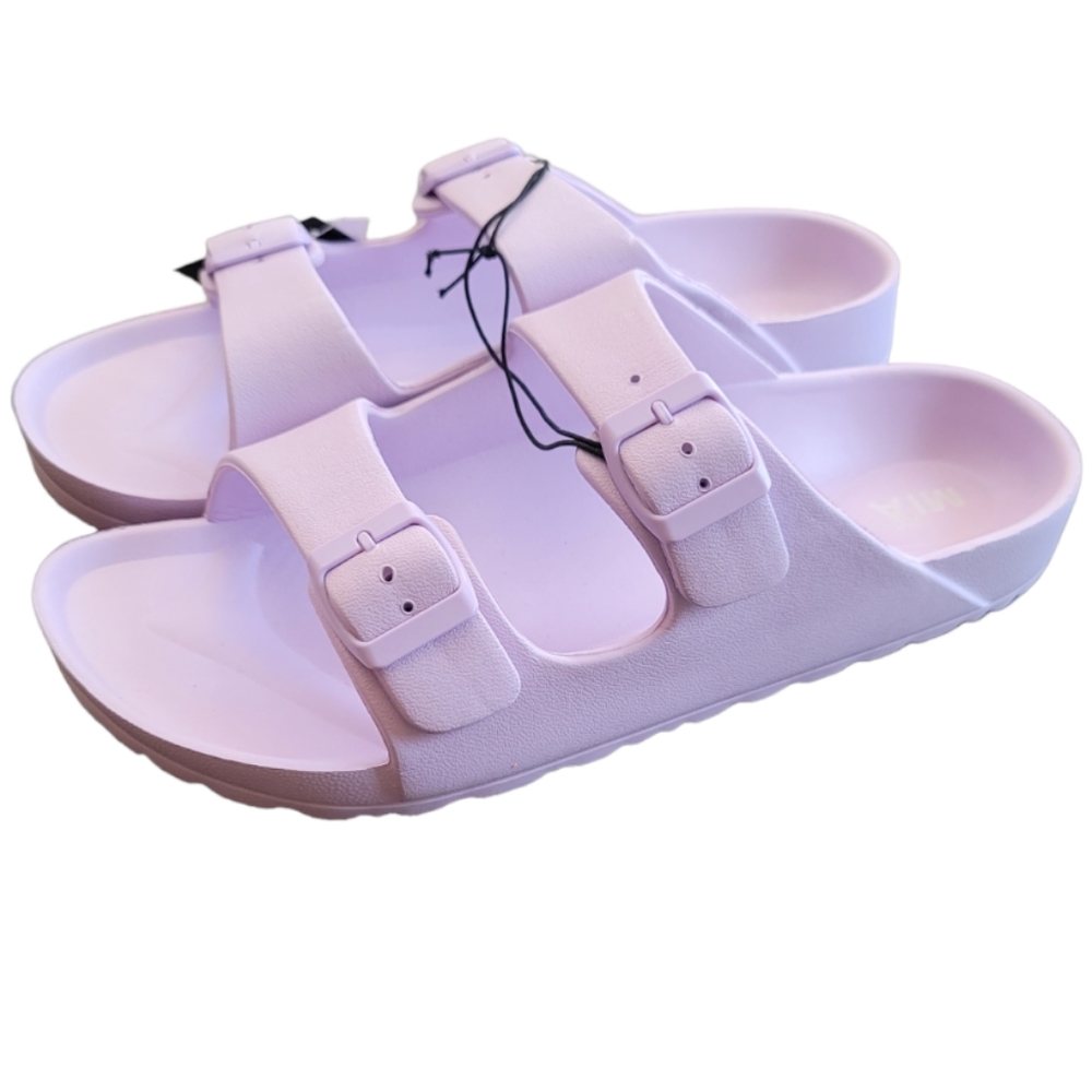 Girl Mia Women's Lavender Slip-on Open Toe Buckel Sandal Slides, Size 11